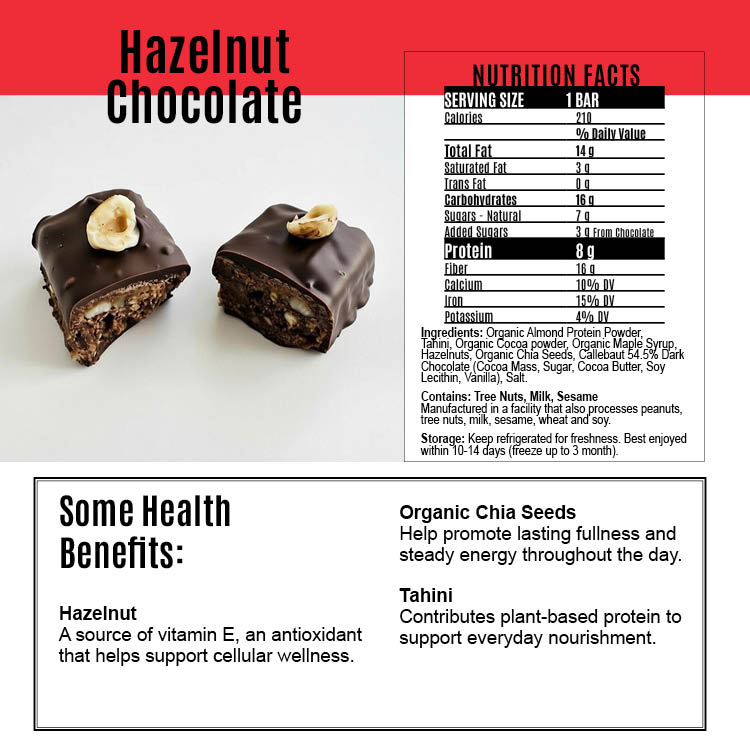 Chocolate Hazelnut High Quality Natural Protein Energy Bar